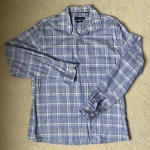 Tommy Hilfiger Blue, White and Yellow Plaid Long Sleeve Shirt, Men’s size XL